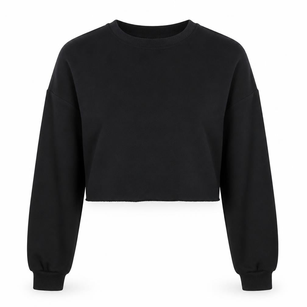 SheIn Womens Black Polyester Pullover Sweatshirt Size XS Pullover - Cropped