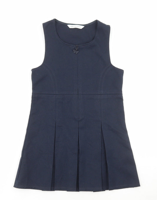 Marks and Spencer Girls Blue Polyester A-Line Size 2-3 Years Scoop Neck Zip - School Wear