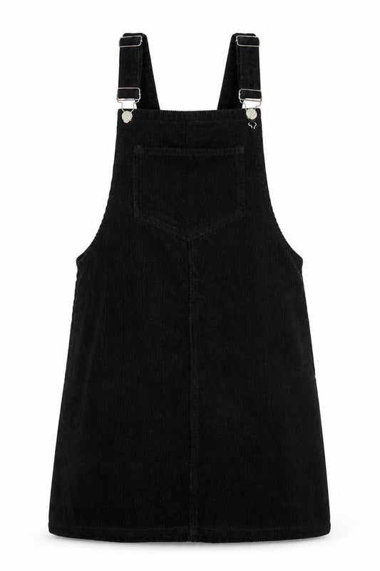 Denim & Co. Womens Black Cotton Pinafore/Dungaree Dress Size 4 Scoop Neck Buckle