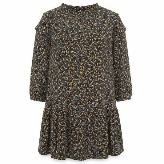 New Look Womens Black Polka Dot Viscose Shift Size 12 High Neck Button