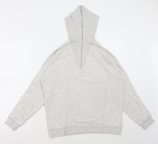 F&F Womens Grey Cotton Full Zip Hoodie Size 10 Zip