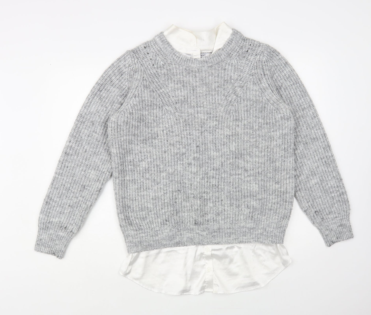 NEXT Womens Grey Crew Neck Polyester Pullover Jumper Size S