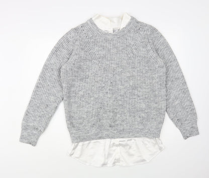 Next Womens Grey Crew Neck Polyester Pullover Jumper Size S