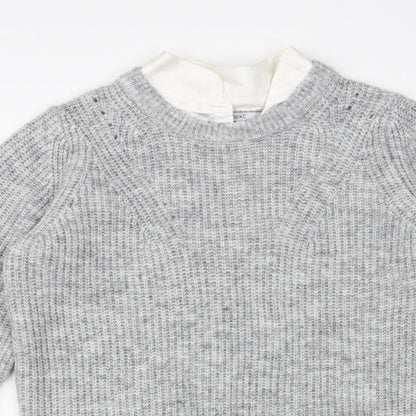 Next Womens Grey Crew Neck Polyester Pullover Jumper Size S