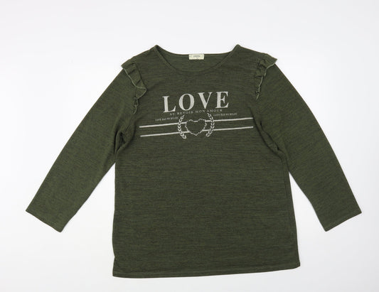 Papaya Womens Green Boat Neck Polyester Pullover Jumper Size 16 - Love