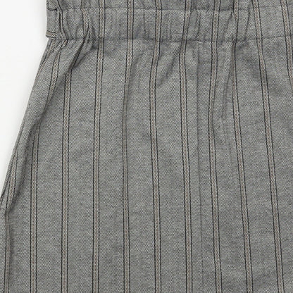 Mango Womens Grey Herringbone Polyester A-Line Skirt Size S Buckle