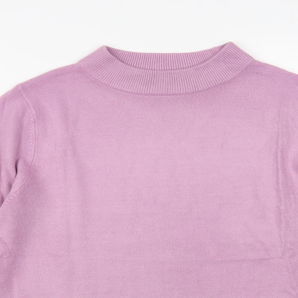 Marks and Spencer Womens Purple Mock Neck Acrylic Pullover Jumper Size 10