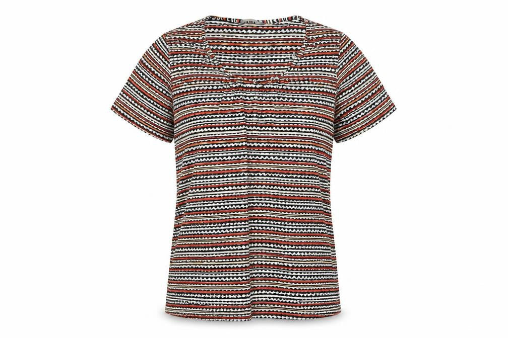 Marks & Spencer Womens Multicoloured Striped Viscose Basic T-Shirt Size 8 Scoop Neck