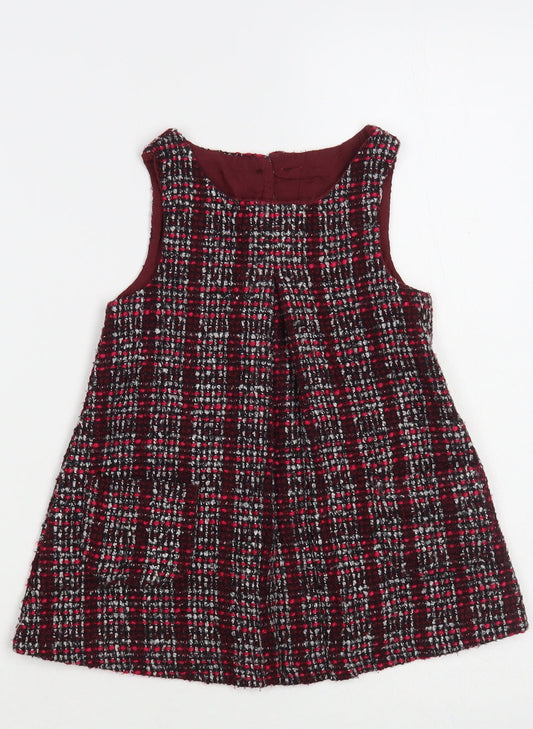 Dunnes Stores Baby Purple Plaid Polyester A-Line Size 12-18 Months Round Neck Button