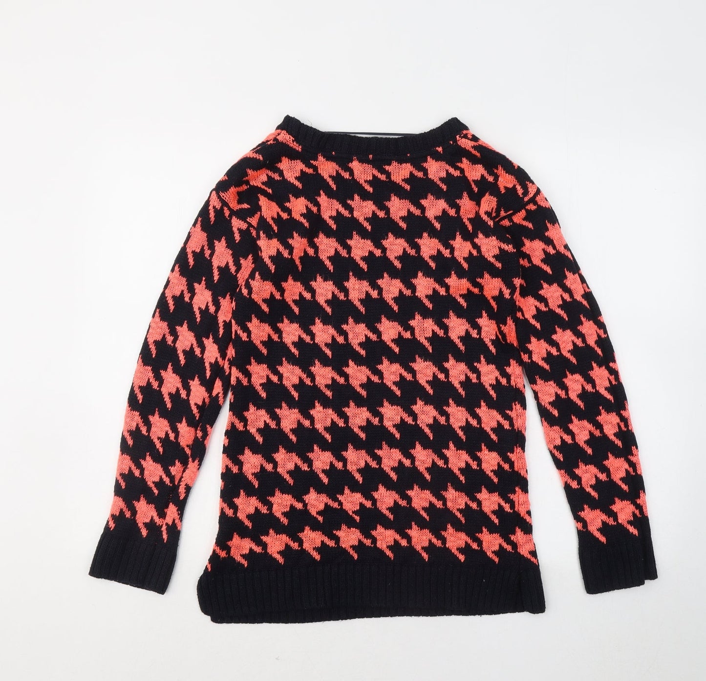 Atmosphere Womens Orange Round Neck Geometric Acrylic Pullover Jumper Size 6