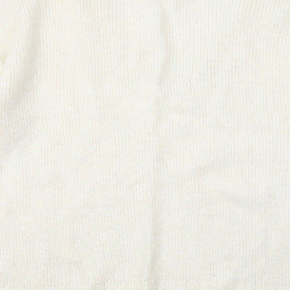 H&M Womens Ivory V-Neck Acrylic Pullover Jumper Size M