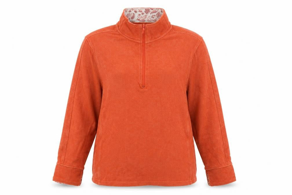 Orvis Womens Orange High Neck Cotton Pullover Jumper Size S