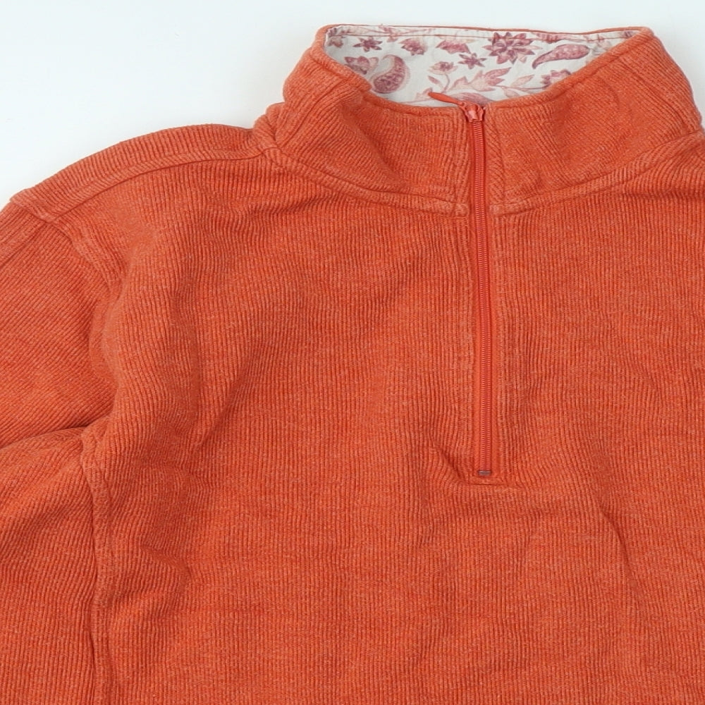 Orvis Womens Orange High Neck Cotton Pullover Jumper Size S