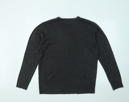Easy Mens Grey Collared Acrylic Pullover Jumper Size L