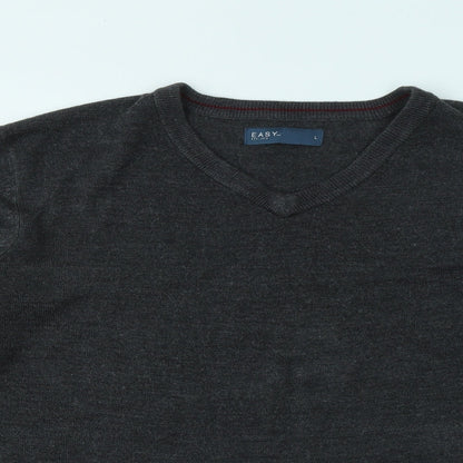 Easy Mens Grey Collared Acrylic Pullover Jumper Size L