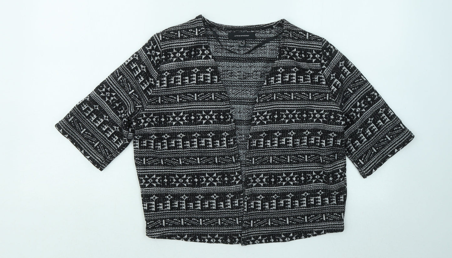 Atmosphere Womens Black V-Neck Geometric Polyester Cardigan Jumper Size 6