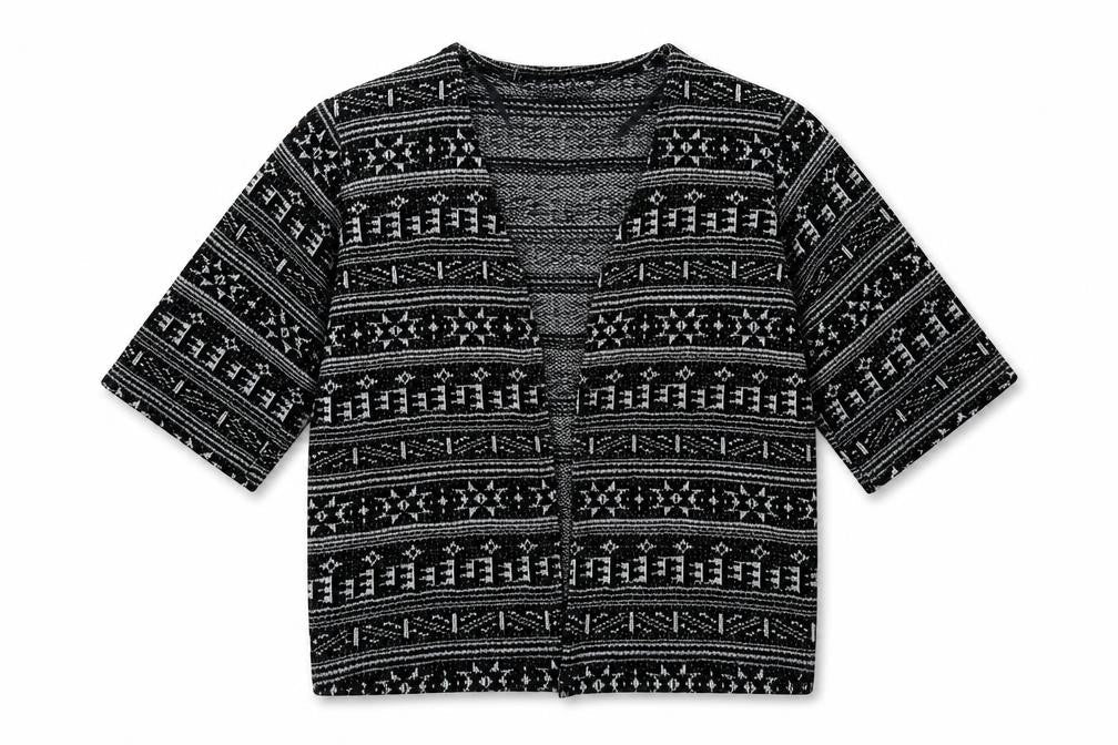 Atmosphere Womens Black V-Neck Geometric Polyester Cardigan Jumper Size 6