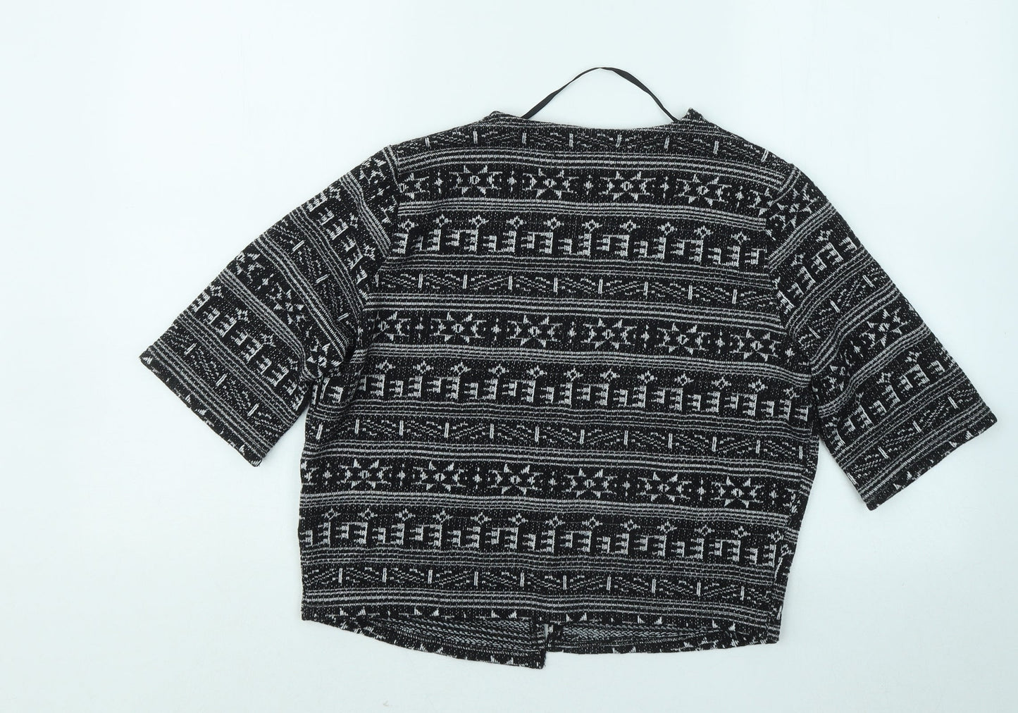 Atmosphere Womens Black V-Neck Geometric Polyester Cardigan Jumper Size 6