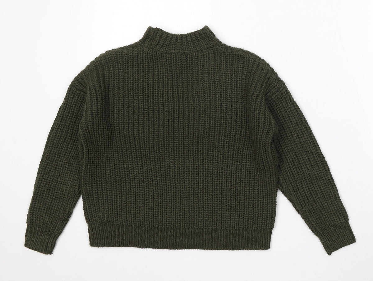 915 Generation Girls Green Round Neck Acrylic Pullover Jumper Size 9 Years - Keyhole Neck