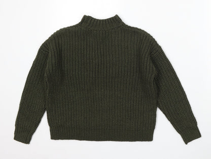 915 Generation Girls Green Round Neck Acrylic Pullover Jumper Size 9 Years - Keyhole Neck