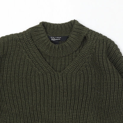915 Generation Girls Green Round Neck Acrylic Pullover Jumper Size 9 Years - Keyhole Neck