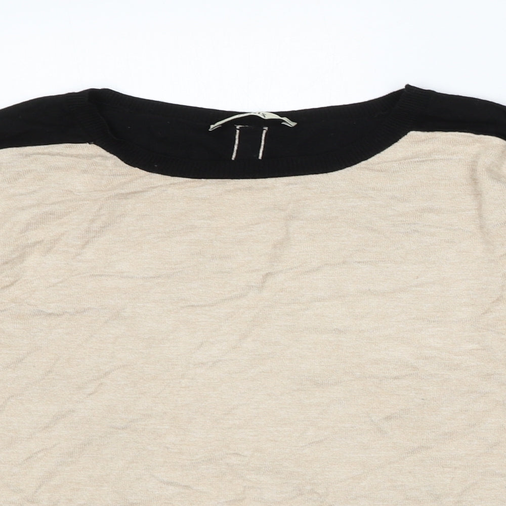 Oasis Womens Beige Round Neck Viscose Pullover Jumper Size M