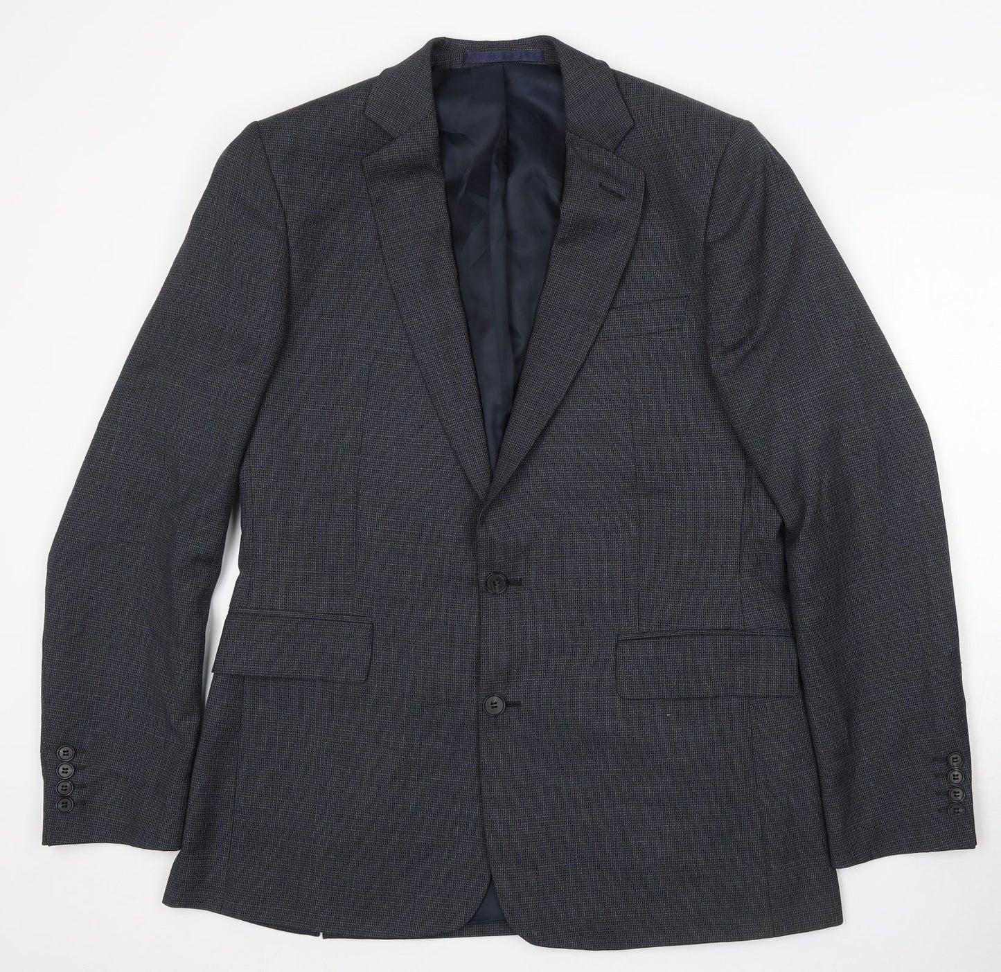 Hammond & Co Mens Blue Check Polyester Jacket Suit Size 42