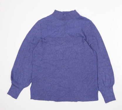 Marks & Spencer Womens Purple Mock Neck Viscose Pullover Jumper Size M
