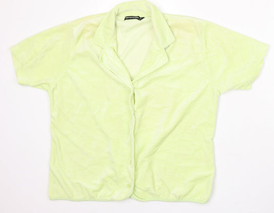 PRETTYLITTLETHING Womens Green Collared Cotton Cardigan Jumper Size 10
