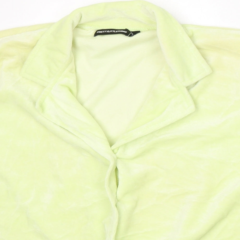 PRETTYLITTLETHING Womens Green Collared Cotton Cardigan Jumper Size 10