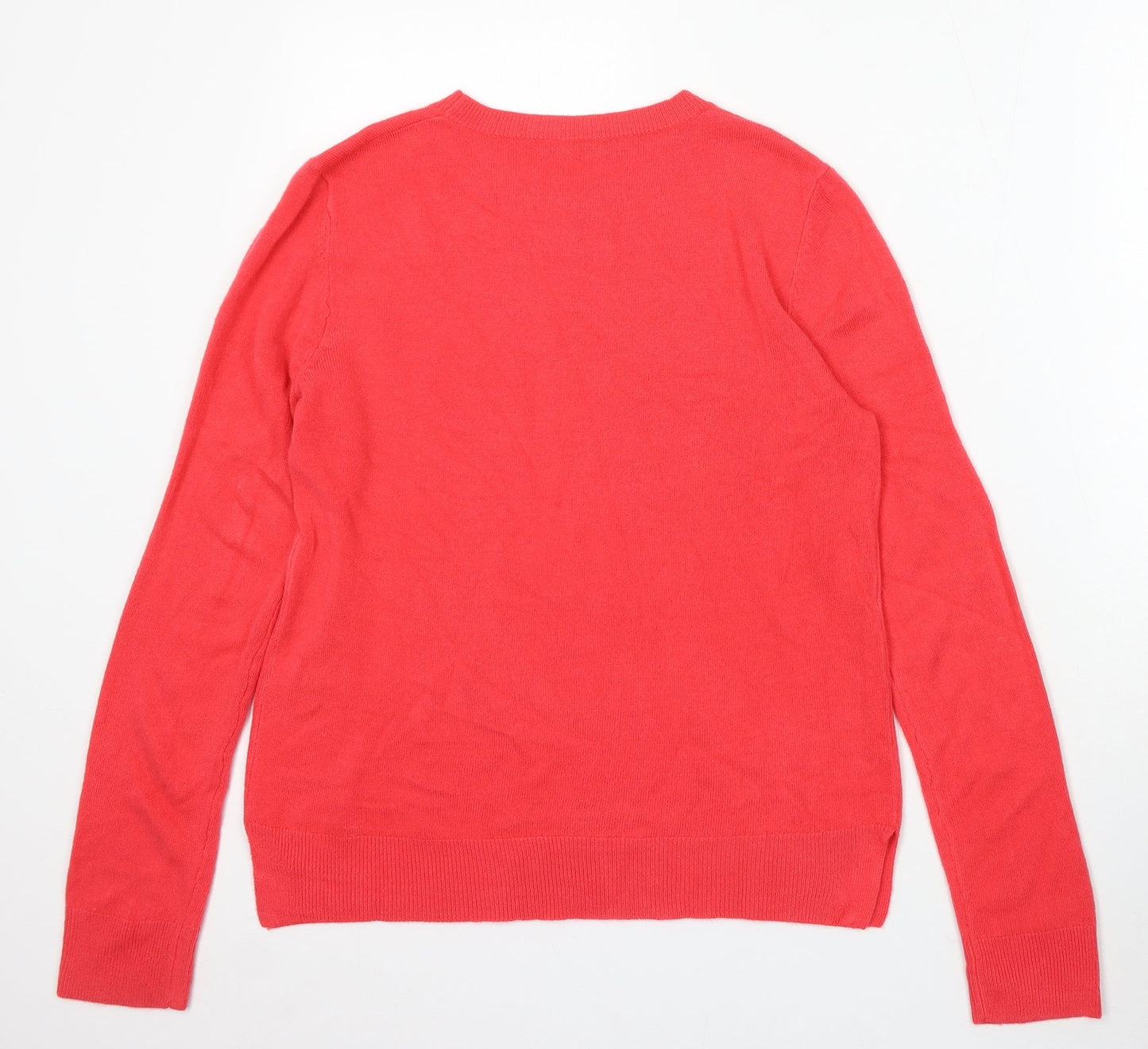 Marks and Spencer Womens Red Round Neck Acrylic Pullover Jumper Size 12