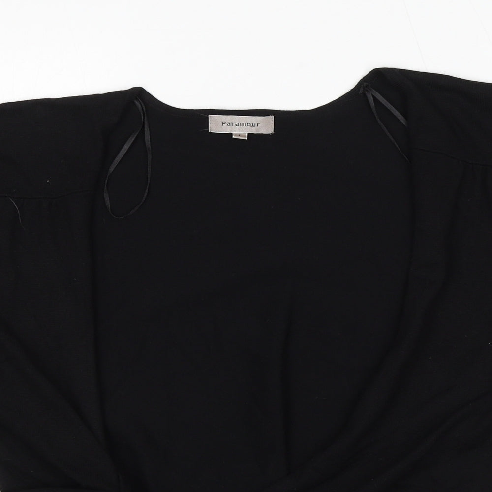 Paramour Womens Black V-Neck Viscose Pullover Jumper Size L