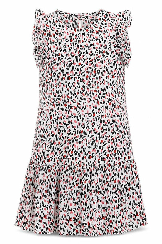 SHEIN Womens White Geometric Polyester Skater Dress Size M Round Neck Button
