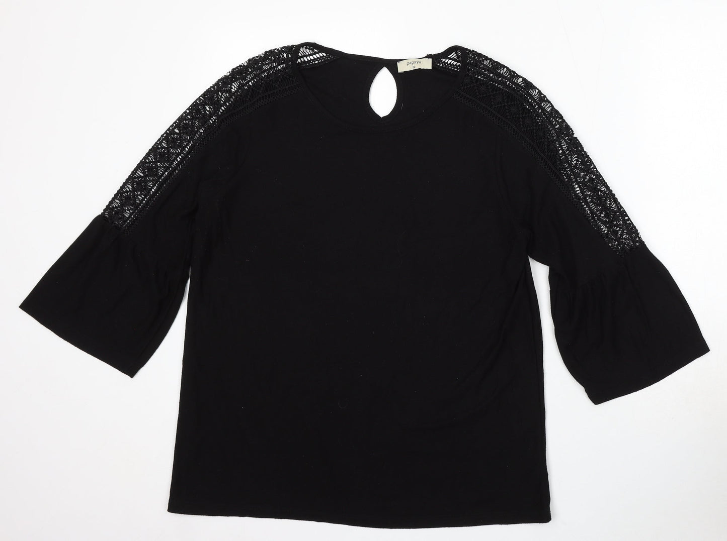 Papaya Womens Black Round Neck Polyester Pullover Jumper Size 12