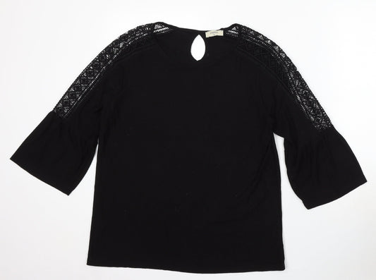 Papaya Womens Black Round Neck Polyester Pullover Jumper Size 12