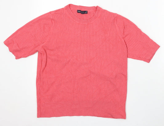 Marks and Spencer Womens Pink Round Neck Viscose Pullover Jumper Size 14