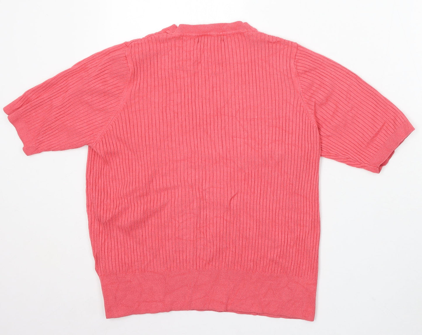 Marks and Spencer Womens Pink Round Neck Viscose Pullover Jumper Size 14