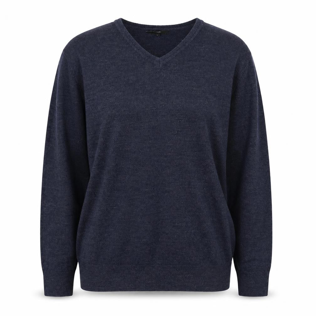 George Womens Blue V-Neck Acrylic Pullover Jumper Size L