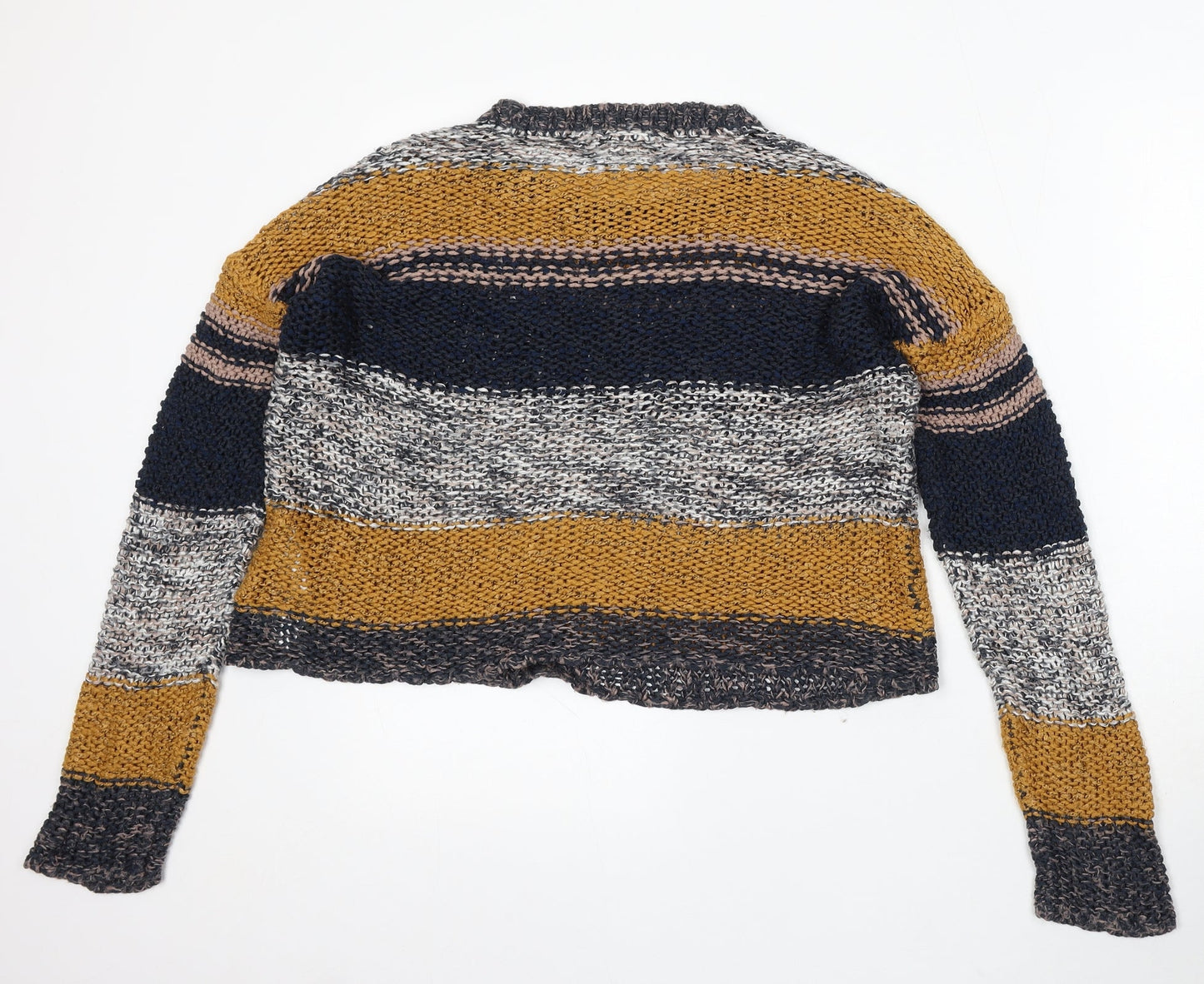 Noisy may Womens Multicoloured Round Neck Striped Acrylic Pullover Jumper Size S