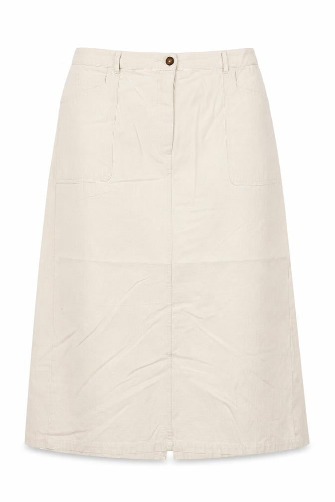Preworn Womens Beige Polyester A-Line Skirt Size 34 in Button