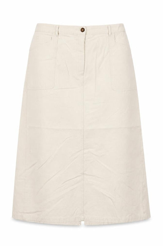 Preworn Womens Beige Polyester A-Line Skirt Size 34 in Button