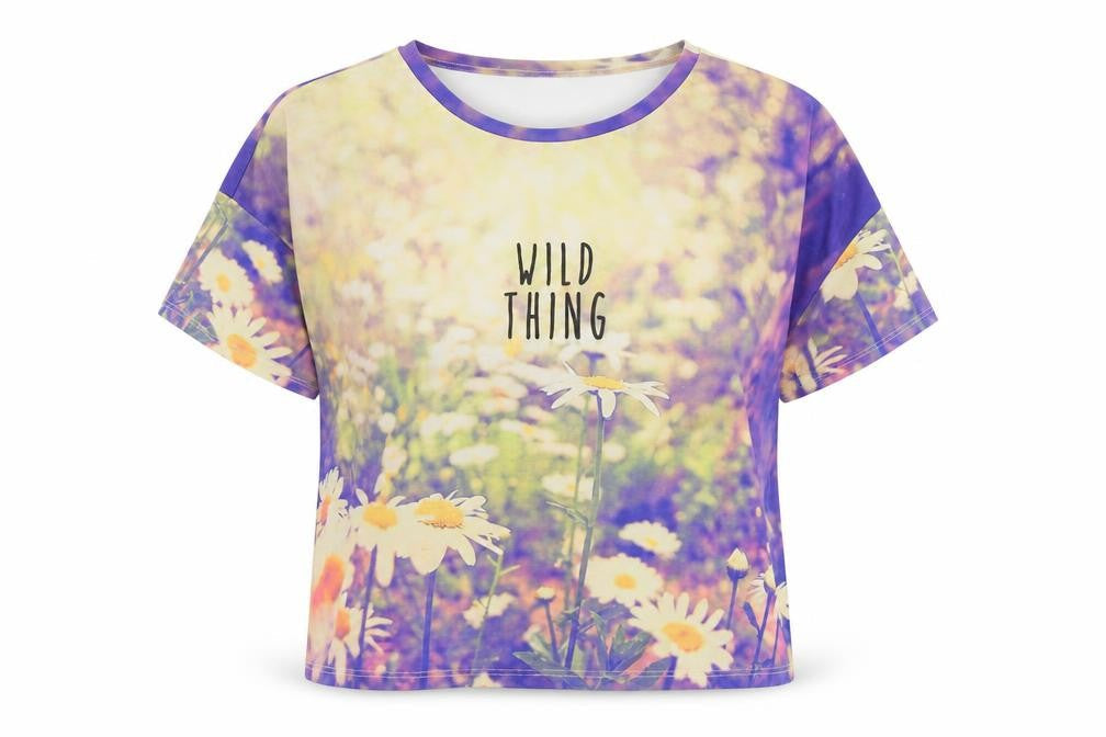 ASOS Womens Multicoloured Floral Polyester Basic T-Shirt Size 12 Round Neck