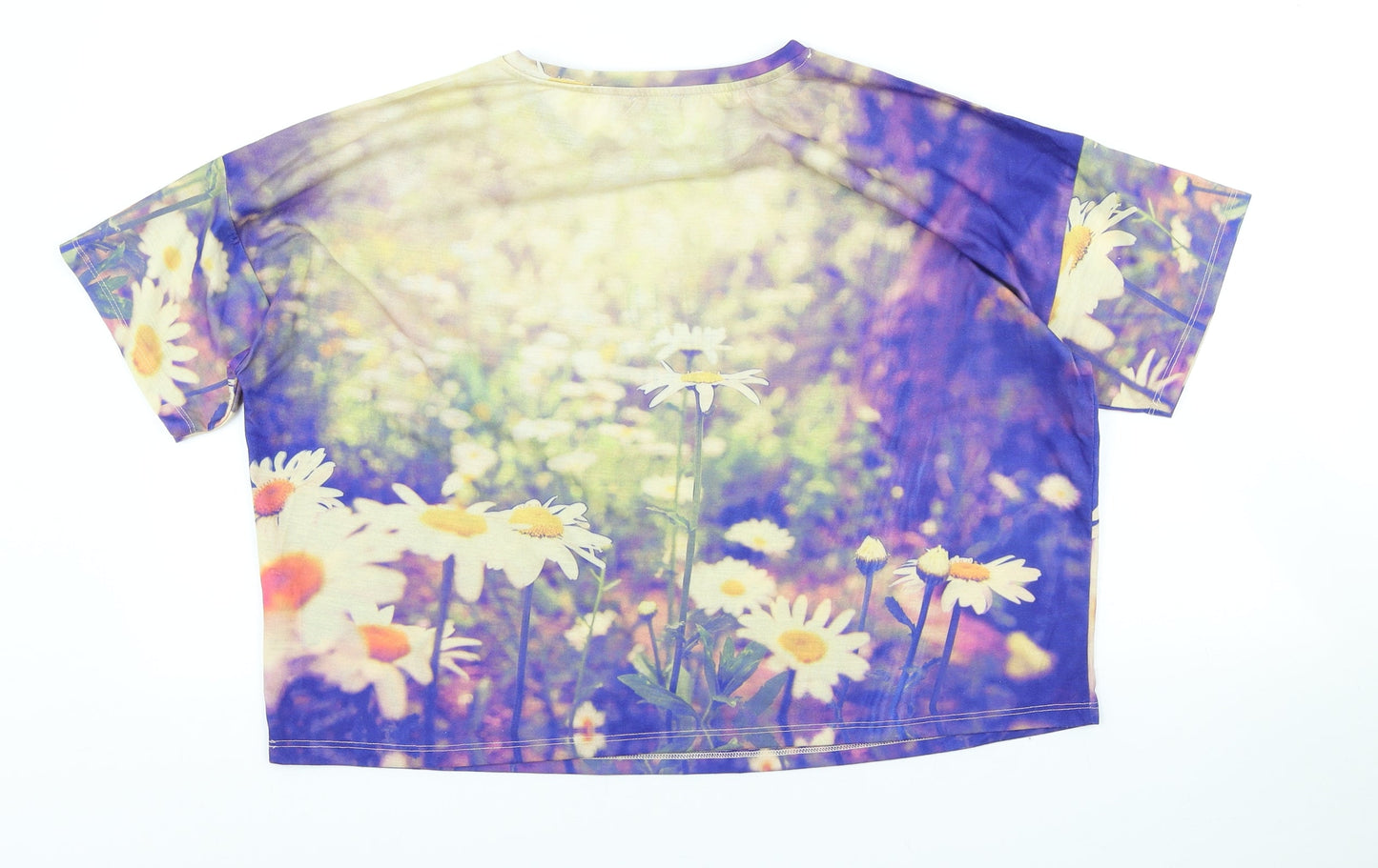 ASOS Womens Multicoloured Floral Polyester Basic T-Shirt Size 12 Round Neck