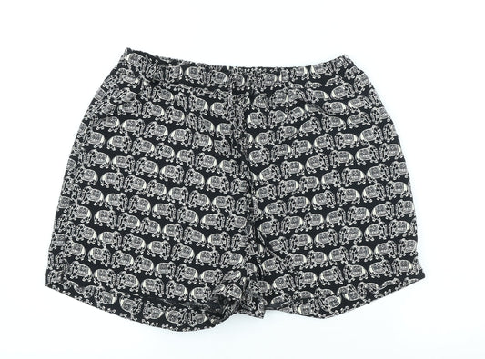 Staring at Stars Womens Black Polyester Sweat Shorts Size M Regular Tie - Elephants
