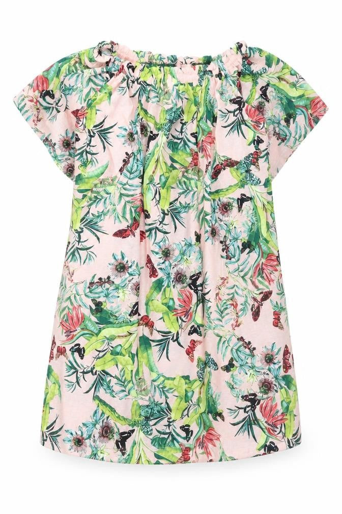 H&M Womens Pink Floral Polyester A-Line Size 4 Off the Shoulder Pullover