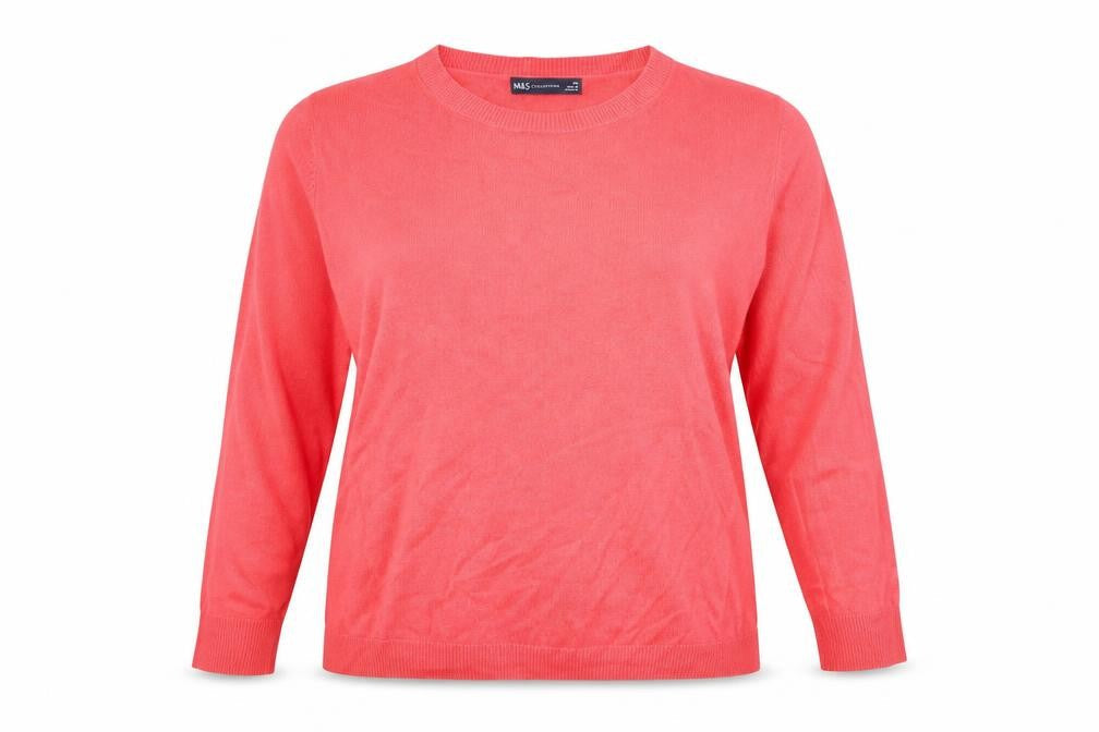 Marks & Spencer Womens Pink Crew Neck Acrylic Pullover Jumper Size 20