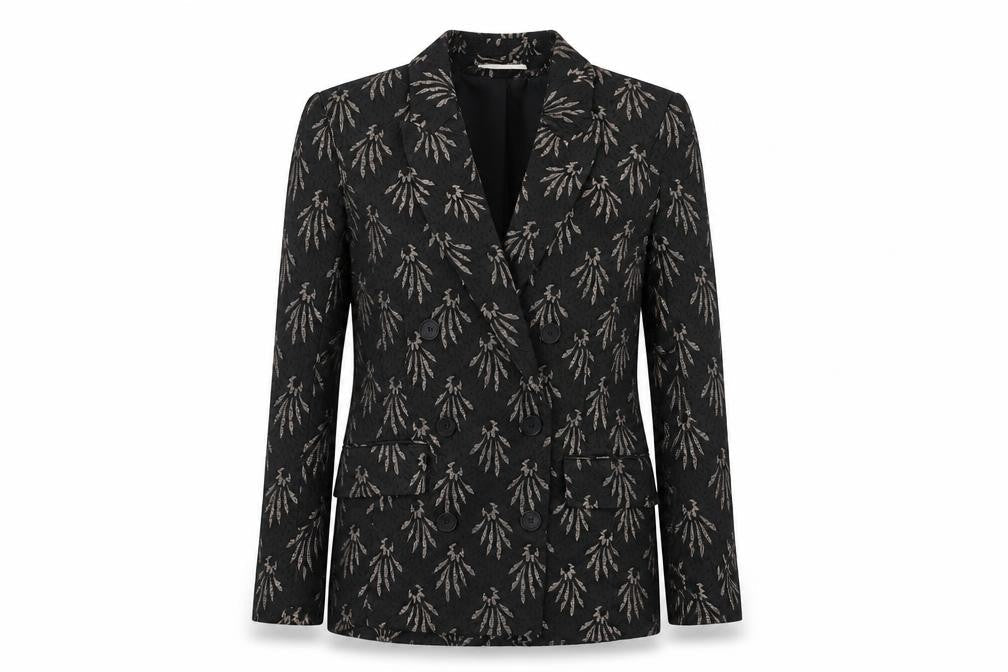 H&M Womens Black Geometric Polyester Jacket Blazer Size 4