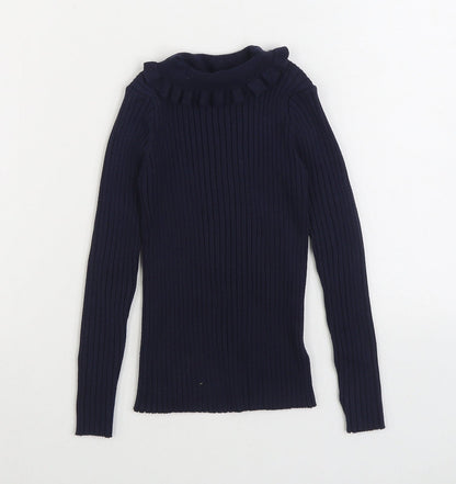 Dunnes Girls Blue Collared Polyester Pullover Jumper Size 8 Years Pullover - Ribbed