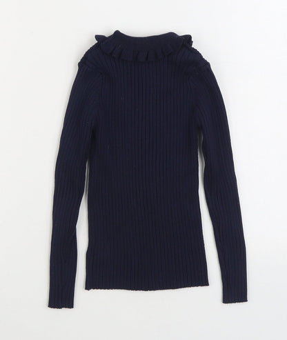 Dunnes Girls Blue Collared Polyester Pullover Jumper Size 8 Years Pullover - Ribbed