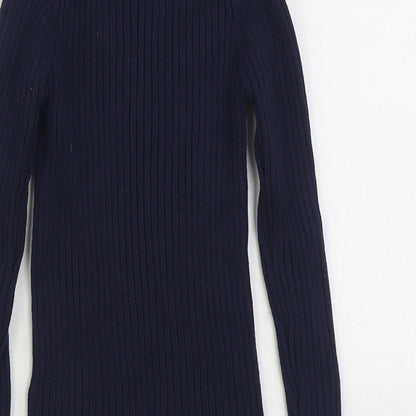 Dunnes Girls Blue Collared Polyester Pullover Jumper Size 8 Years Pullover - Ribbed